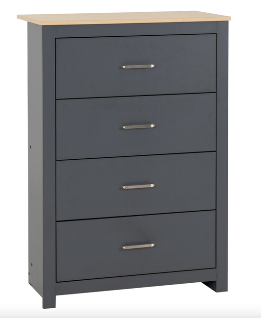Portland 4 Drawer Cabinet Grey/Oak Effect
