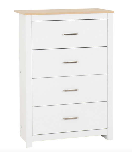 Portland 4 Drawer Cabinet White/Oak Effect