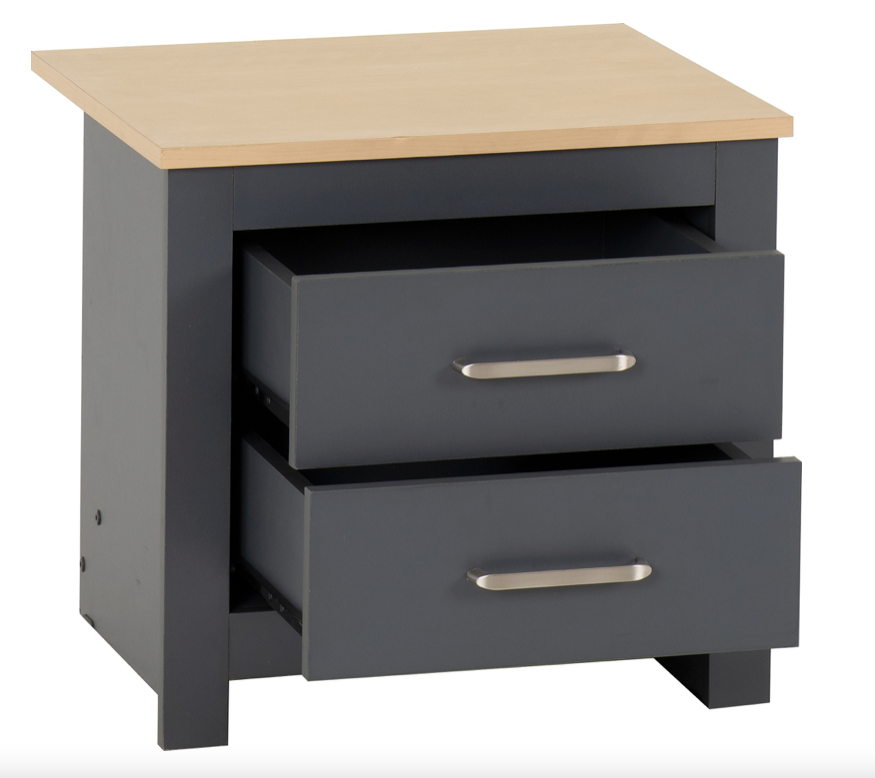 Portland Bedside Cabinet Grey/Oak Effect