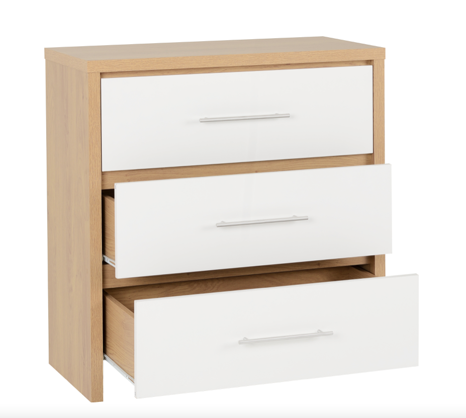 Seville White 3 Drawer Chest