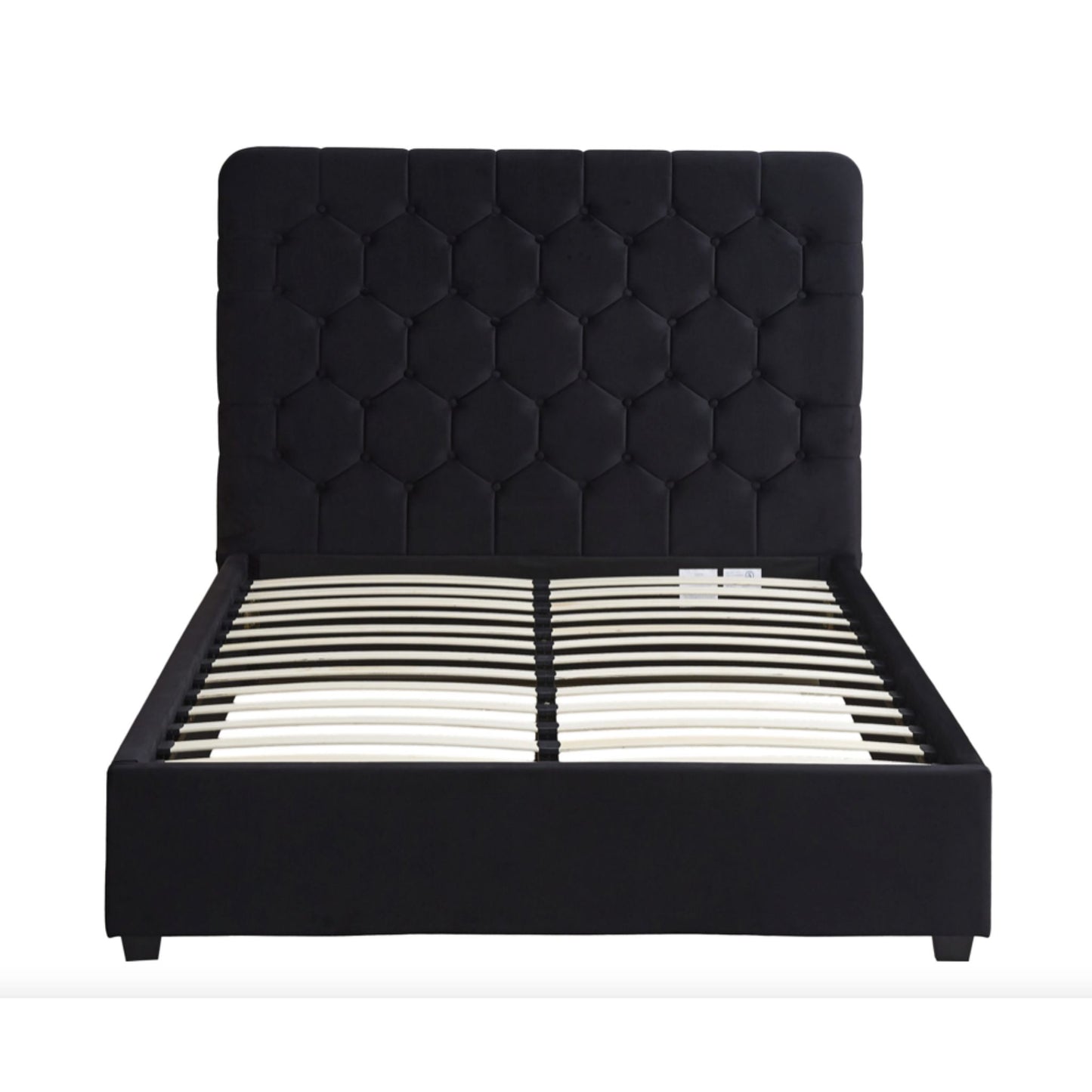 Madison Double Bed in Black Velvet Fabric