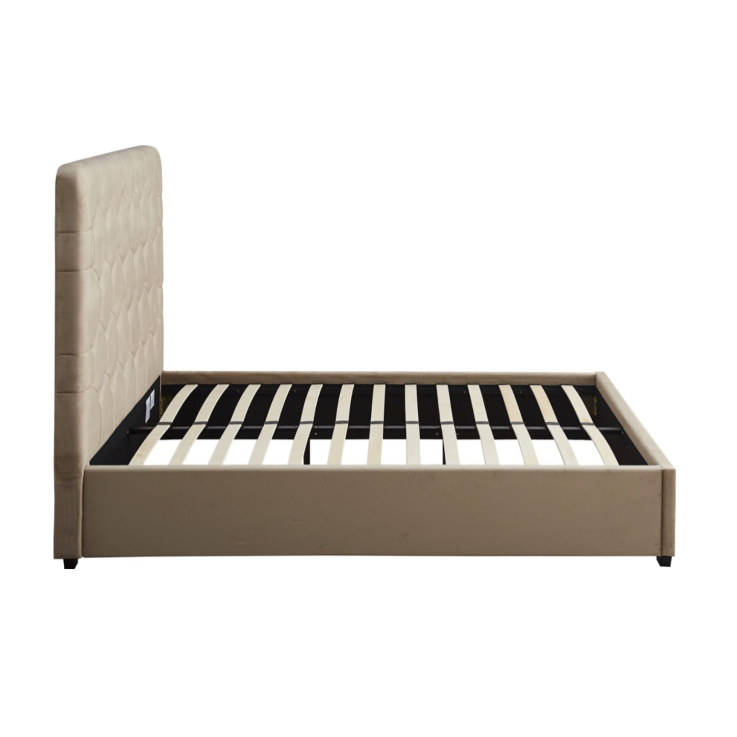 Fawn Velvet Madison Double Bed.