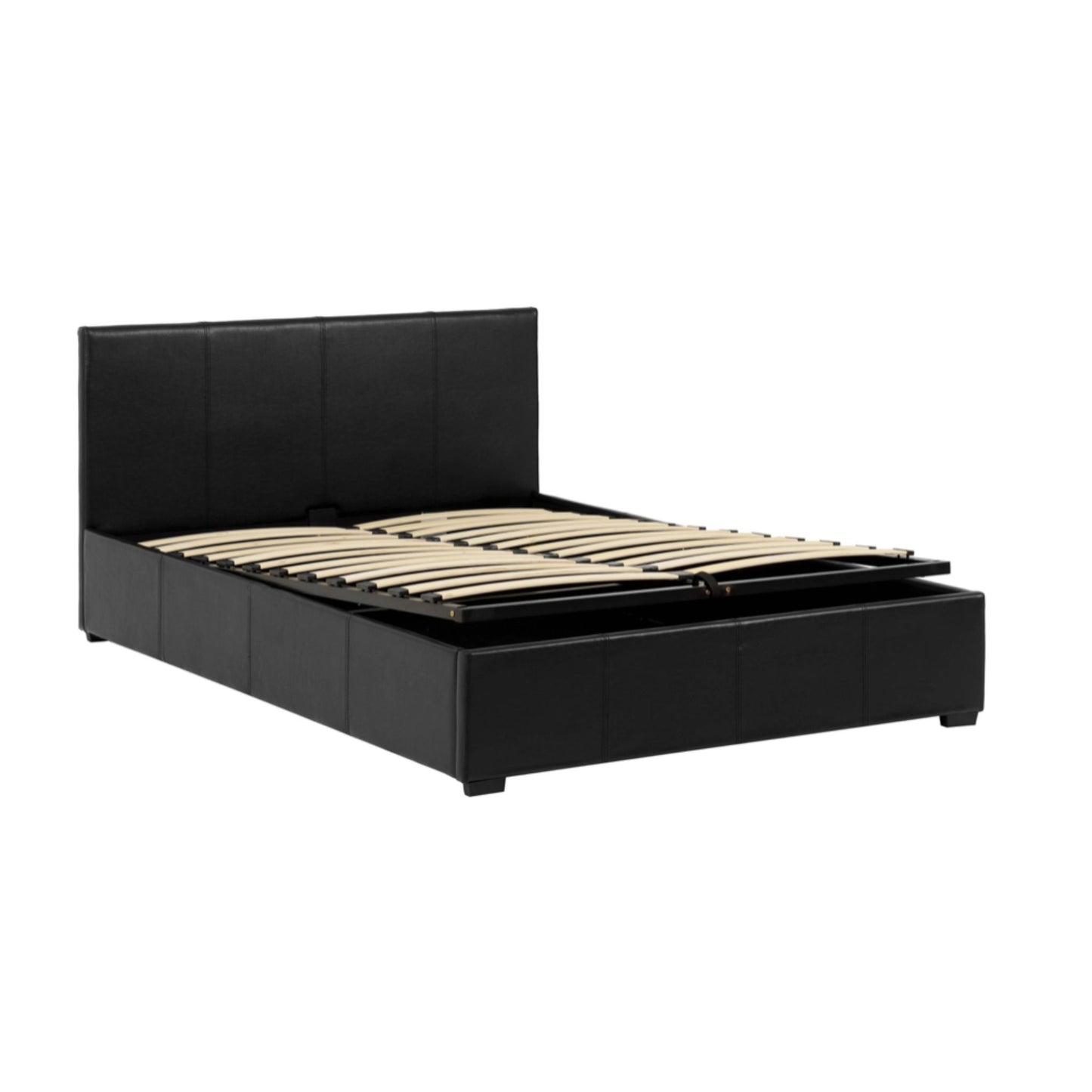 Waverley Storage Double Bed 4"6 in Faux Black Leather